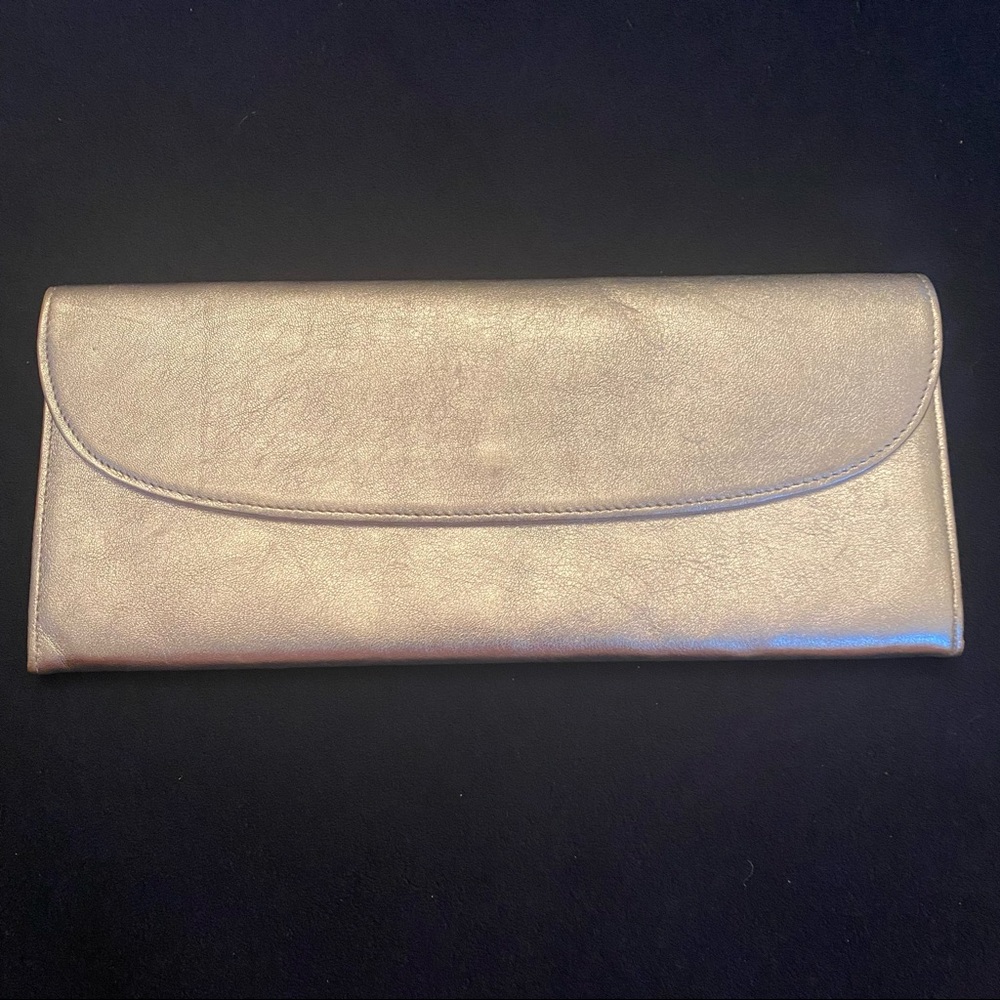 Barneys New York Silver Leather Clutch Wallet